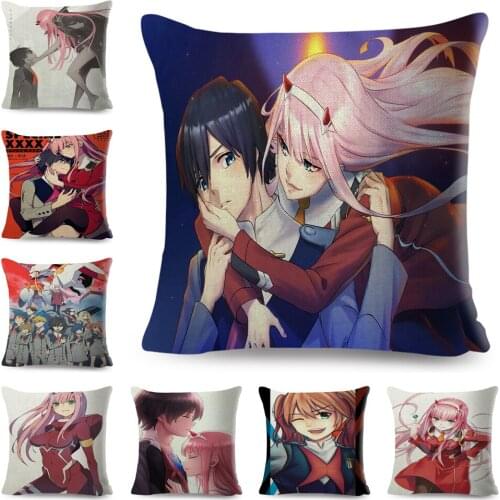 DARLING in the FRANXX Cushion Cover Decor Classic Anime Cartoon Pillowcase Polyester Pillow Case for Sofa Home Car 45x45cm