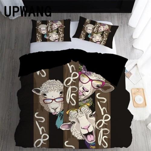 UPWANG 3D Bedding Set Sheep Printed Duvet/Quilt Cover Set Bedcloth with Pillowcase Bed Set Home Textiles #YMM12
