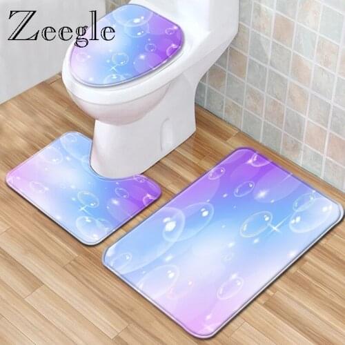 Zeegle Bath Mat Bathroom Set Toilet Decoration Rug Water Absorption Toilet Rug Shower Room Non-slip Foot Rug Washable Toilet Mat