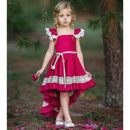 Toddler Girls Princess Lace mermaid Party dresses kids Lace Ruffles Summer Dress