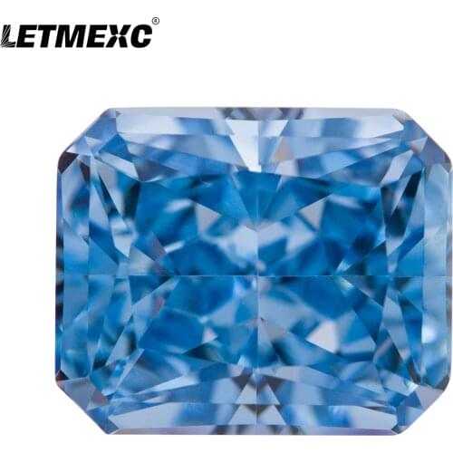 Letmexc Ice Blue High Carbon Diamond Cubic Zirconia CZ 10x12mm Crushed Ice Octagon Cut 5A+ Quality for Custom Jewelry
