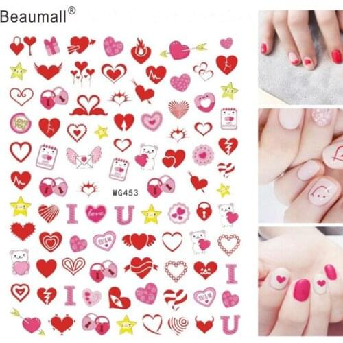 Cute Hearts Nails Art Manicure Back Glue Decal Decorations Design Nail Sticker For Nails Tips Beauty