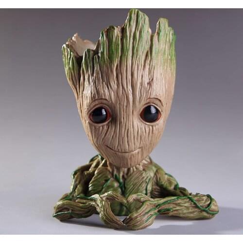 Fashion Vinyl Baby Groot Flowerpot Pen Pot Holder Plants Flower Cute Action Figures Toys for Kids Gift Desktop Decoration