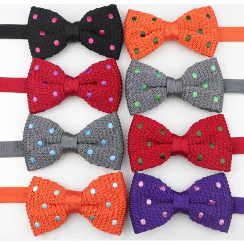 Knitted Bow Tie Men Leisure Polka Dots Bilayer Single Layer Ties for Men Wedding Party Striped Wedding Burgundy Butterfly Bowtie