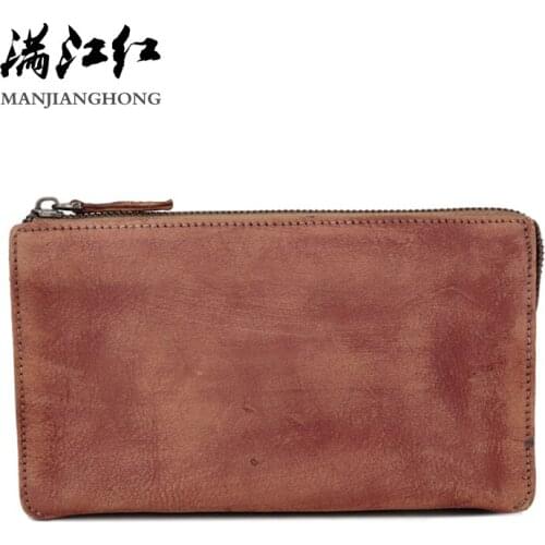 Men Wallet Genuine Leather Coin Pocket Purse Male Wallets Casual Business Card Holder Vintage Large Wallet Male Clutch For Man