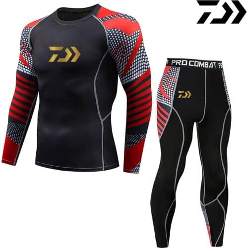 Fishing Suit Men Spring Autumn Breathable Fishing Shirt Tight Long Sleeve Fishing Clothes Quick Drysports Train Fishing Pants