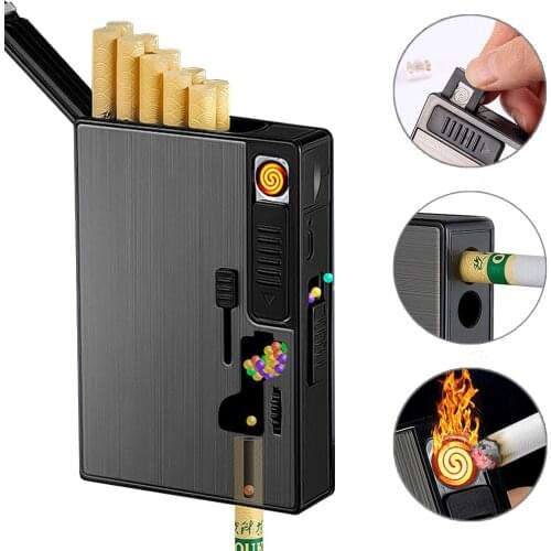 Newest Ice Bead Cigarette Case Lighter Large Capacity Cigarettes Box Tobacco Exploding Bead USB Replaceable Igniter Smoking Tool