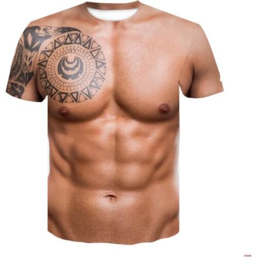 2021 New Fashion 3D Muscular Man Pattern Print Hip Hop Cool Handsome T-Shirt Oversize For Adult XXS-6XL