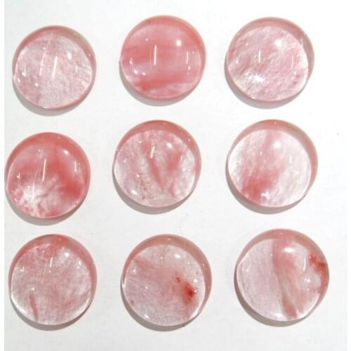 Wholesale 30pcs quality natural stone round 20mm cabochon No hole cherry quartz beads For DIY Making Jewelry Ring accessories