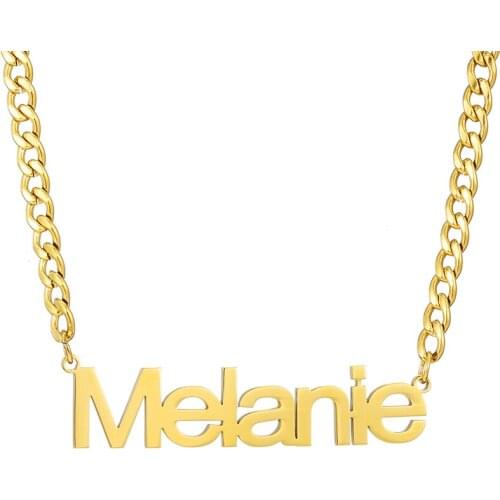 Personalized Custom Name Necklace Pendant Gold Color Cuban Chain Nameplate Necklace Letter Stainless Steel for Women Men Jewelry