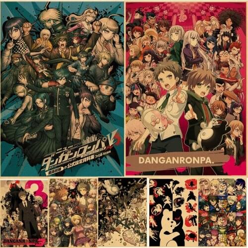 Hot Anime Gmae Poster Danganronpa Retro Posters Kraft Paper And Prints Home Room Bar Wall Decor Poster Art Painting