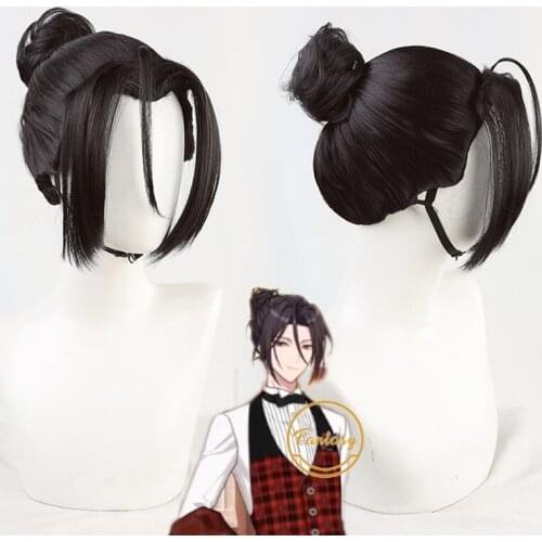 Shylock Promise of Wizard Wig Heat Resistant Synthetic Halloween Party Cosplay Black Hair + Free Wig Cap