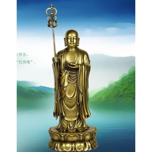 Special offer--TOP collection Home Decor Religious Jiuhuashan Ksitigarbha Bodhisattva Buddha Buddhism Brass Decoration