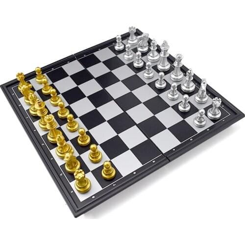 Medieval Chess Set 32 Gold and Silver Chess Pieces Magnetic Board Party Game Board Game Childrens Intelligence Development Toy