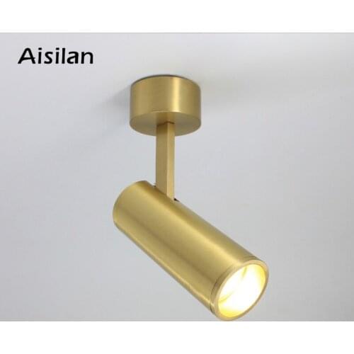 Aisilan LED Copper spot light Modern Nordic adjustable down light for corridor Foyer 7W CREE Chip ceiling light AC90-260V