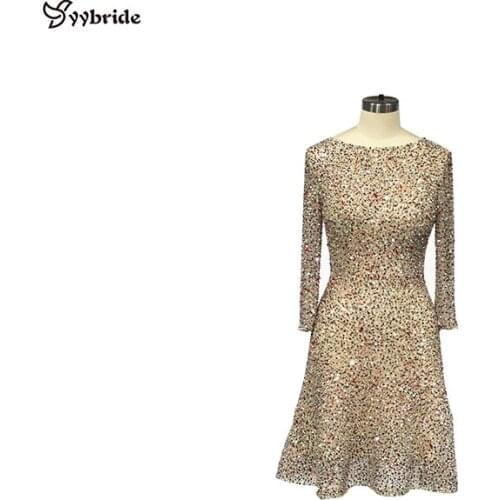 YYbride Hand Beading BlingBling Colorfully Short Dresses Scoop Neck Above Knee Sexy Party Dresses Backless Mini Cocktail Dresses