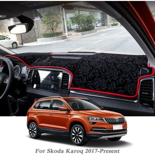 Car Styling Dashboard Protective Mat Shade Cushion Pad Rose Carpet Mat For Skoda Karoq 2017-Present RHD&LHD Interior Accessory
