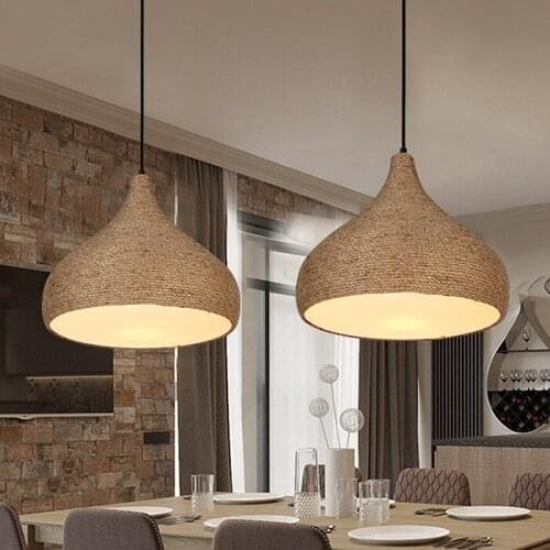 Loft Iron Rope Pendant Light Bar Kitchen Restaurant Bedroom Hanging Lighting E27 Ing deco chambre