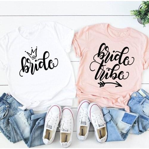 Bride And Bride Tribe 100%Cotton T-shirt Cute Women Wedding Day Gift Tshirt Funny Maid Of Honor Bachelorette Party Tee Shirt Top