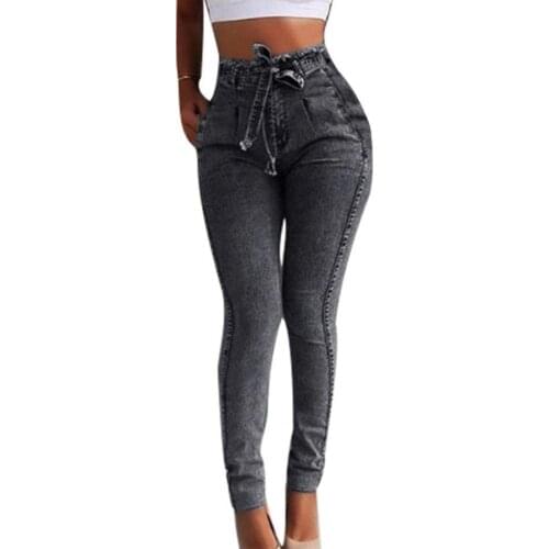 Push Up Skin-friendly Multi Pockets Tassel Denim Pencil Pants for Daily Wear