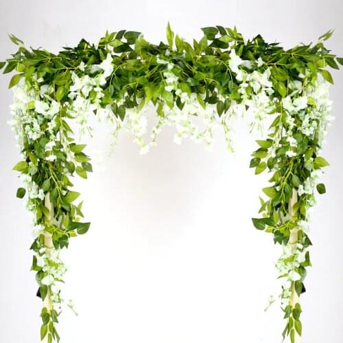 1.8m Silk Wisteria Flower Artificial Ivy Vine Wedding Arch Decoration Garland Home Garden Decor Wall Hanging Fake Flower Vine