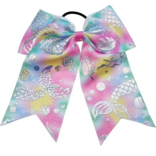 10 ps/lot Hair Accessories 8'' Cheer Bows For Girls Grosgrain Ribbon Hair Bow With Elastics for Kids Handmade Girls Gum for Hair