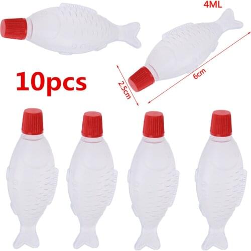 10Pcs Fish-Shaped 4ml Soy Sauce Disposable Sauce Bottle Rice Ball / Sashimi /Sushi Bottle Vinegar Bottle