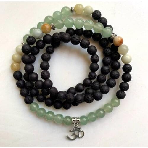 108 Beads Bracelets Meditation Jewelry Lava Stone OM Symbol Charm Yoga Mala Beads Jewelry Necklace Bracelet 8mm Men Women 1pc