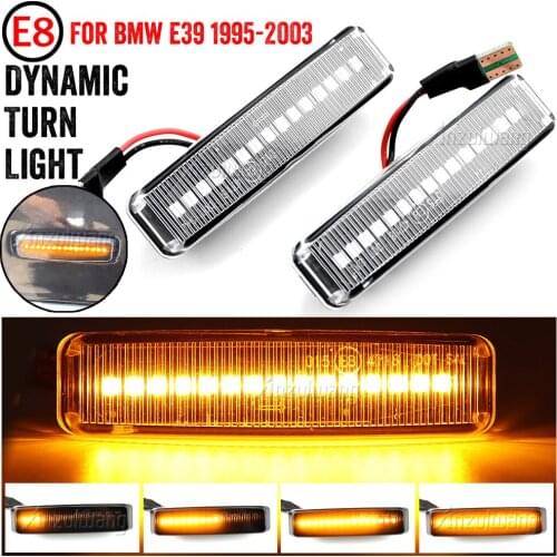 2Pcs Dynamic Amber LED Side Marker Turn Signal Sequential Blinker Light For BMW 5 Series E39 12/1995-06/2003 all models