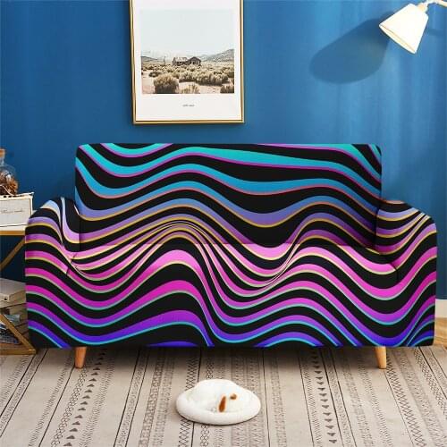 3D Print Spiral Lines Elastic Couch Modern Colorful Sofa Cover For Living Room Home Custom Decor 1/2/3/4-seater Slipcover