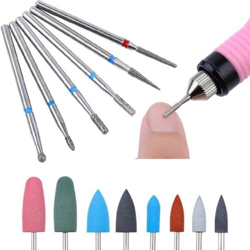 6pcs Ball Nail Drills Bits Stone Ceramic Milling Corundum Cutters Polishing Brush Electric Machine Rotary Burr Manicure Tools Se