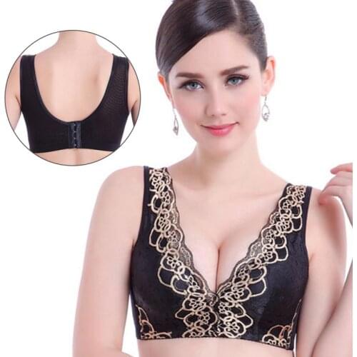 Vest-style No Steel Ring Bra Embroidered Gathered Adjustable Sexy Underwear