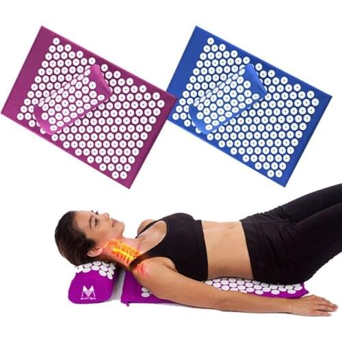 Acupressure Massager Mat Relaxation Spike Relieve Stress Pain Tension Back Body Foot Acupressure Massage Yoga Mat With Pillow