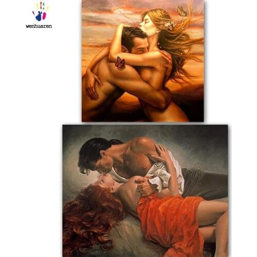 DIY colorings pictures by numbers with colors Two people embracing picture drawing painting by numbers framed Home