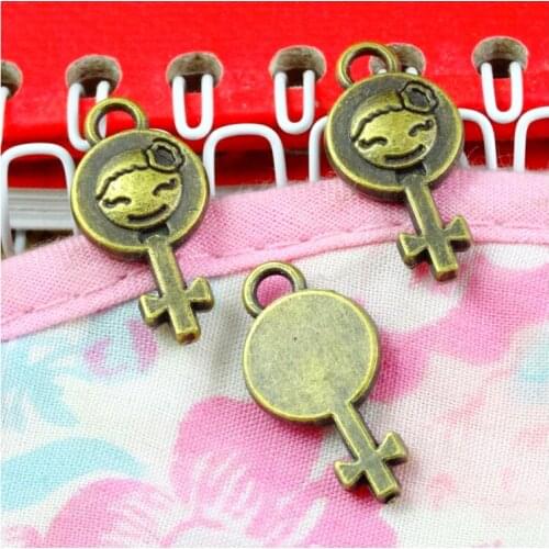 40pcs 11*23MM Girl Symbol Charms Antique Bronze Color Male Sign Charms Pendant Girl Charms DIY accessories
