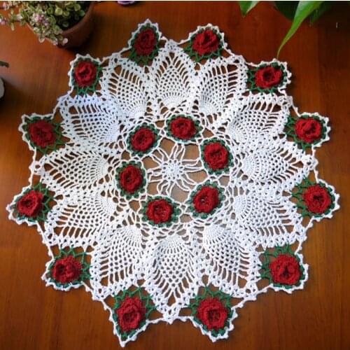 45CM Elegant cotton Handmade placemat cup coaster mug kitchen wedding table place mat cloth lace Crochet tea coffee doily pad