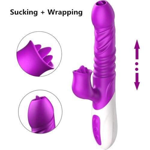 Dildo Vibrator Heating Telescopic Rotation Tongue Licking Vibrator Vagina G Spot Vibrator Sex Toys for Woman Clitoris Stimulator