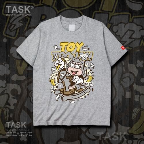 Illustration Trojan Monkey Fashion Print new Tops cotton t shirt mens Streetwear casual summer Harajuku Unisex Short sleeve Tee