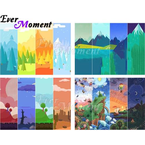 Ever Moment Diamond Painting Full Square Resin Drill Wall Art Paint By Diamond Muli-picture Cartoon Scenic Landscape 1M036