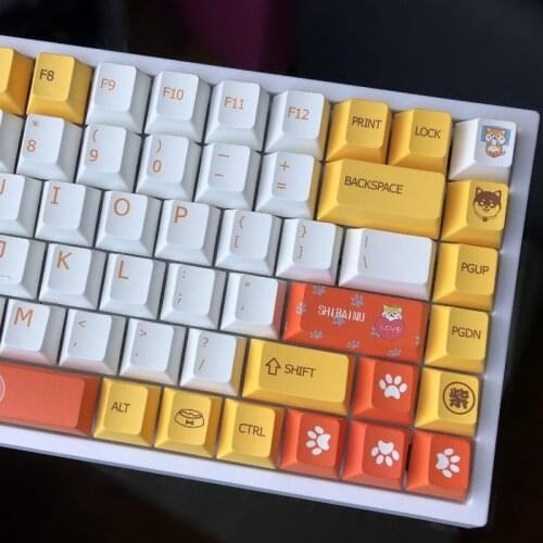 134 Key Shiba Inu Keycap Cherry Height PBT Sublimation Process Dye-sub Mechanical Keyboard Keycap for Cherry MX Switch 61/87/104