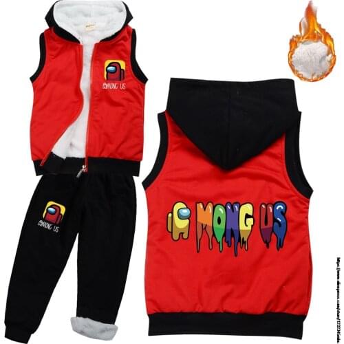 Game Among Us Boys Girls Autumn Winter Warm Hoody Coat +Pants 2Pcs Suit Infant Kids Children Sports Toddler Clothes