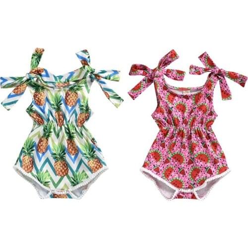 Summer 2020 Newborn Baby Girl Sling Bodysuit Playsuit Jumpsuit Watermelon Sunsuit Outfit Elastic Waist Clothes 0-18M