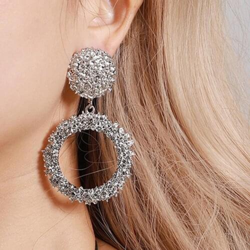 Hot Women Geometric Hollow Circle Pendant Dangle Stud Earrings Jewelry Decor Gift