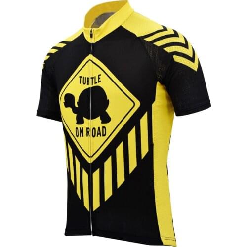 Men cycling jersey turtle on road cycling clotthing black yellow bicycle clothing bike wear short sleeve bike clothing