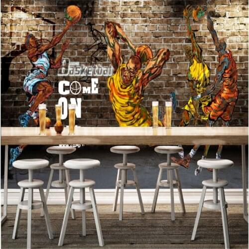 European and American Street Basketball Wallpapers Industrial Decor Gym Background Mural Wall Paper Papel De Parede 3d