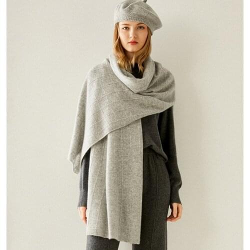 New Luxury Brand Women 100% Goat Cashmere Solid Scarf Winter Warm Thick Shawls And Wrap Female Long Style Cashmere Scarves