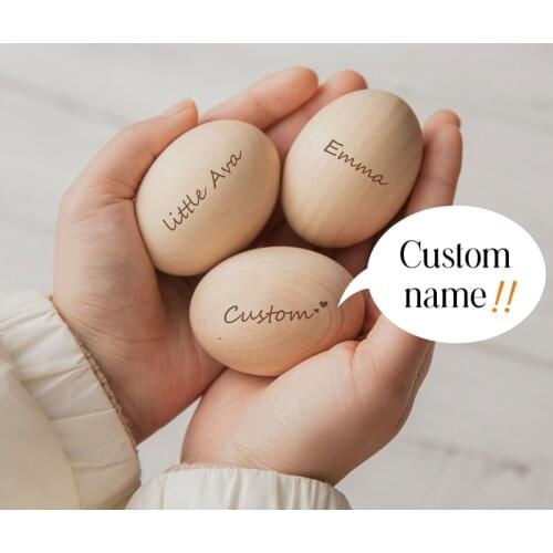 5PC Easter Egg Personalized DIY Craft Kids Gift Laser Engraved Wooden Egg Name Unique Easter Gift for Kids Home Decor Wooden Egg
