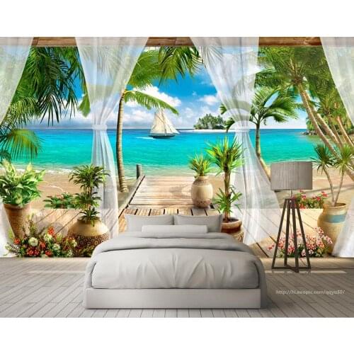 Custom home decor wallpape Balcony sea view photo wall paper For living room bedrooms 3D background 3d wall murals wallpaper
