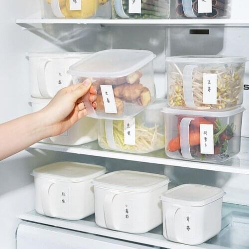Simple Handle Storage Box Kitchen Storage Containers With Lids Plastic Box Fridge Organizer Classification Label Food Container