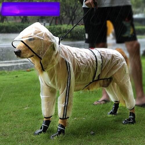 Pet Raincoat Puppy Four Feet Hooded Transparent Waterproof Teddy Large Dog Rain Out Clothes for Animals pet clothes